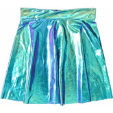 Shiny Holographic PU Leather High Waist Mini Skirt